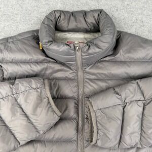 Tumi Pax Packable Travel Pillow Puffer Down Hooded Jacket Silver Gray Women's XL